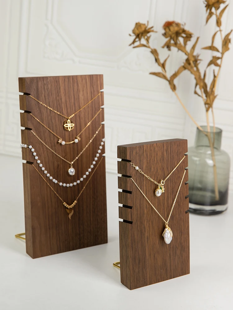 Walnut Jewelry Display Stand Necklace Display Stand Wooden Multiple Pendants Easel Showcase Display Holder for Necklaces
