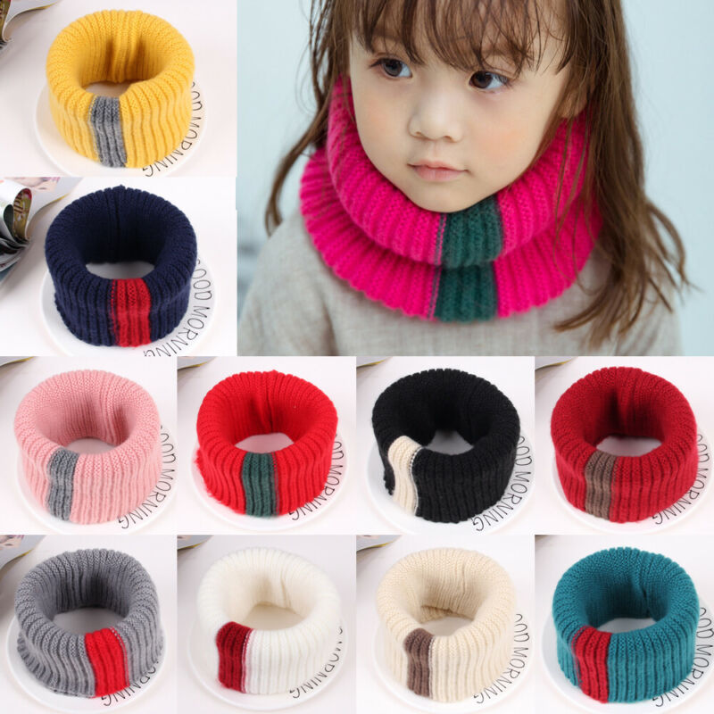 Knit Sjaal Meisjes Dikke Warmer Fleece Winter Snood Sjaal Wol Elastische Kinderen Kraag Ring Sjaals