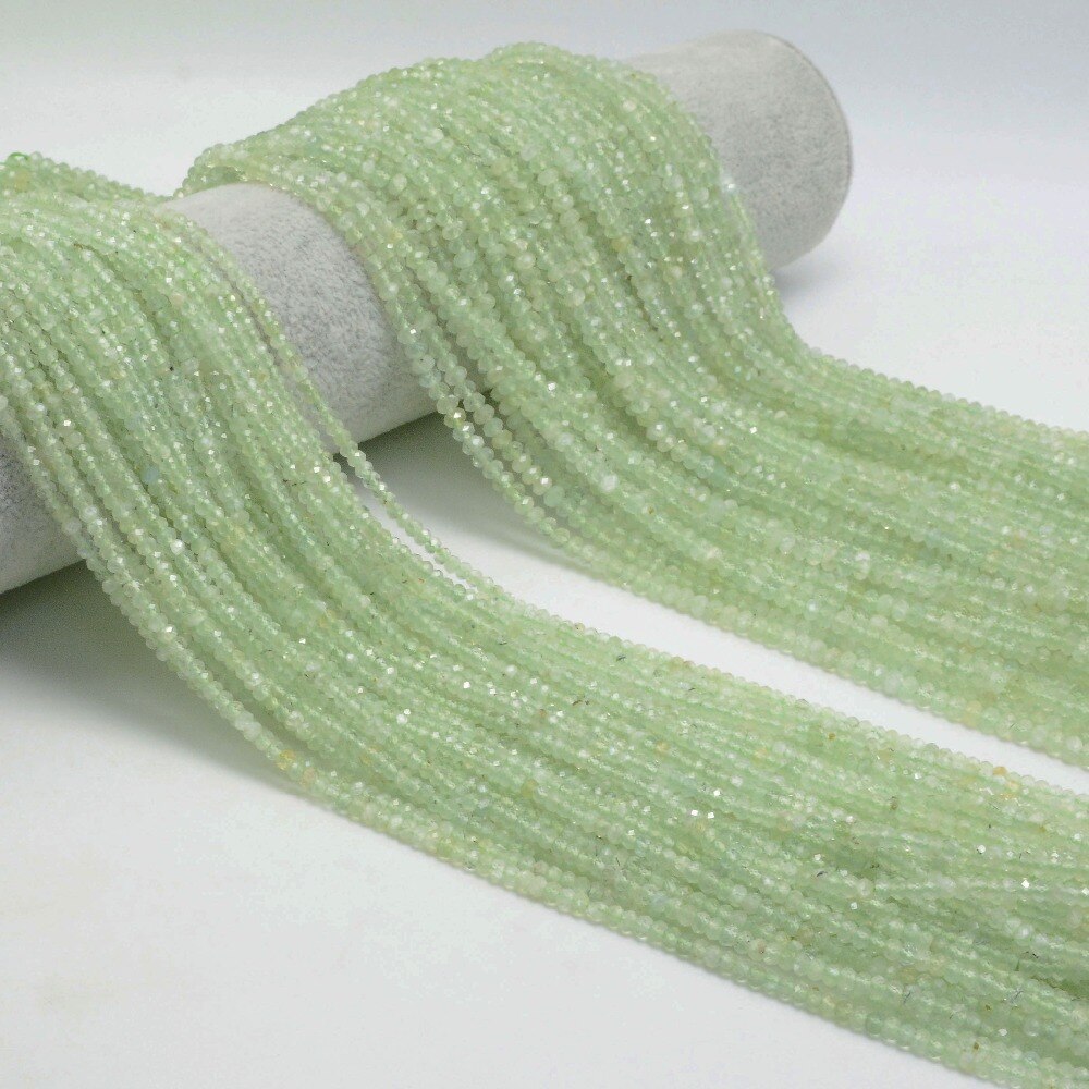 Natural Prehnite Faceted Rondelle Beads 3x2mm / 4x2mm