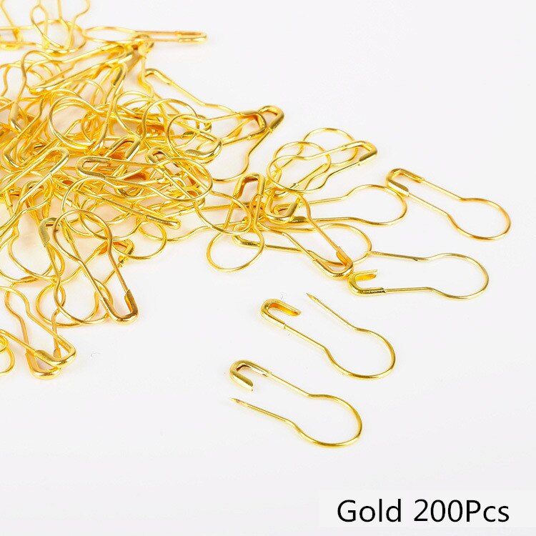 200 Pcs Calabash Form Metall Sicherheit Pins Locking Stich Marker Lock Pins Nadel Clip Marker für Stricken Gehaakte Decor DIY handwerk: Gold Safety Pins