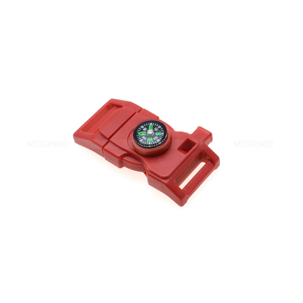 1pcs 3/4" Side Release Buckle Whistle Compass Scraper Parachute 550 Cord Paracord Bracelet Outdoor Camp Backpack Survival Kits: Red