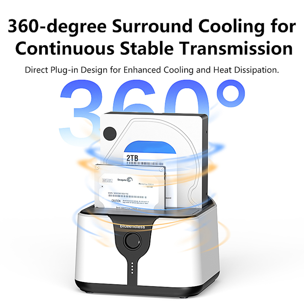 Dual-bay Hard Drive Docking Station USB 3.0 To SATA HDD Clone Support Offline Clone Hard Drive Dock for 2.5/3.5'' SSD HDD Case