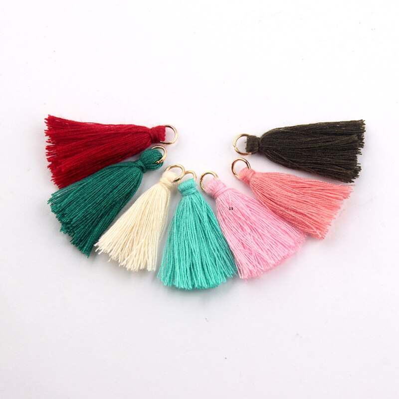 20Stck 3CM Mini Baumwolle Gewinde Stoff Quaste DIY Anhänger Schmuck Armbinde Schlüssel Herstellung Randbereich Handwerk Quasten NäHenne Zubehör