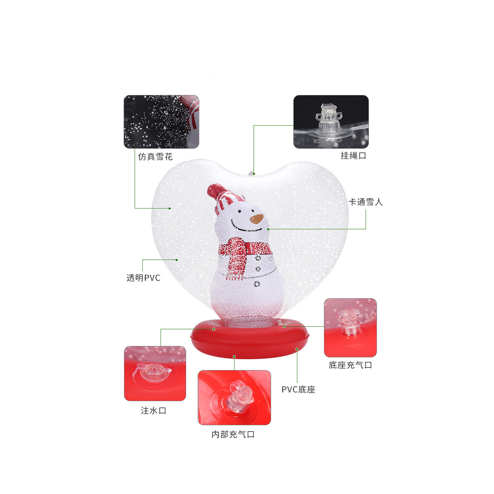 Oppblåsbare julekuler slitesterke pvc juleglødende baller jul utendørs hage basseng flytende julekule dekor