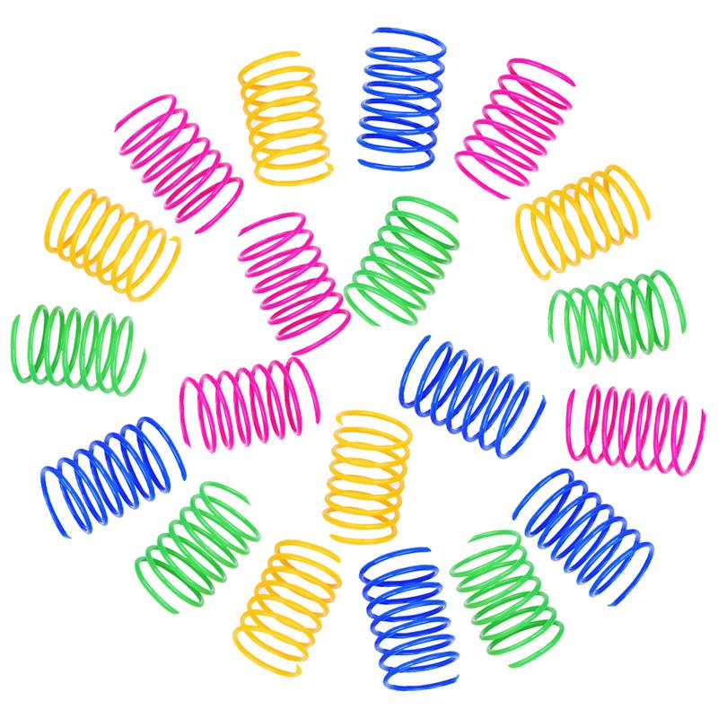 Juguete de resorte de plástico para gato, muelle en espiral de colores para mascotas, juguete interactivo duradero, ideal para de mascotas, 20 Uds.: Default Title