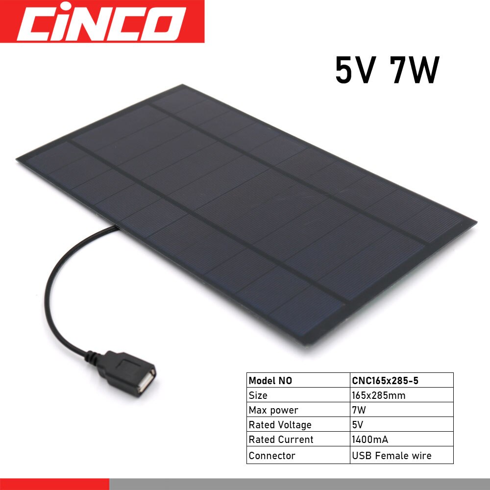 5 V 7W Zonnepaneel Uitgang Usb Zonnecel Outdoor 18650 Batterij Oplader Usb Vrouwelijke Poort 5 V Lading regulators Solar Panel