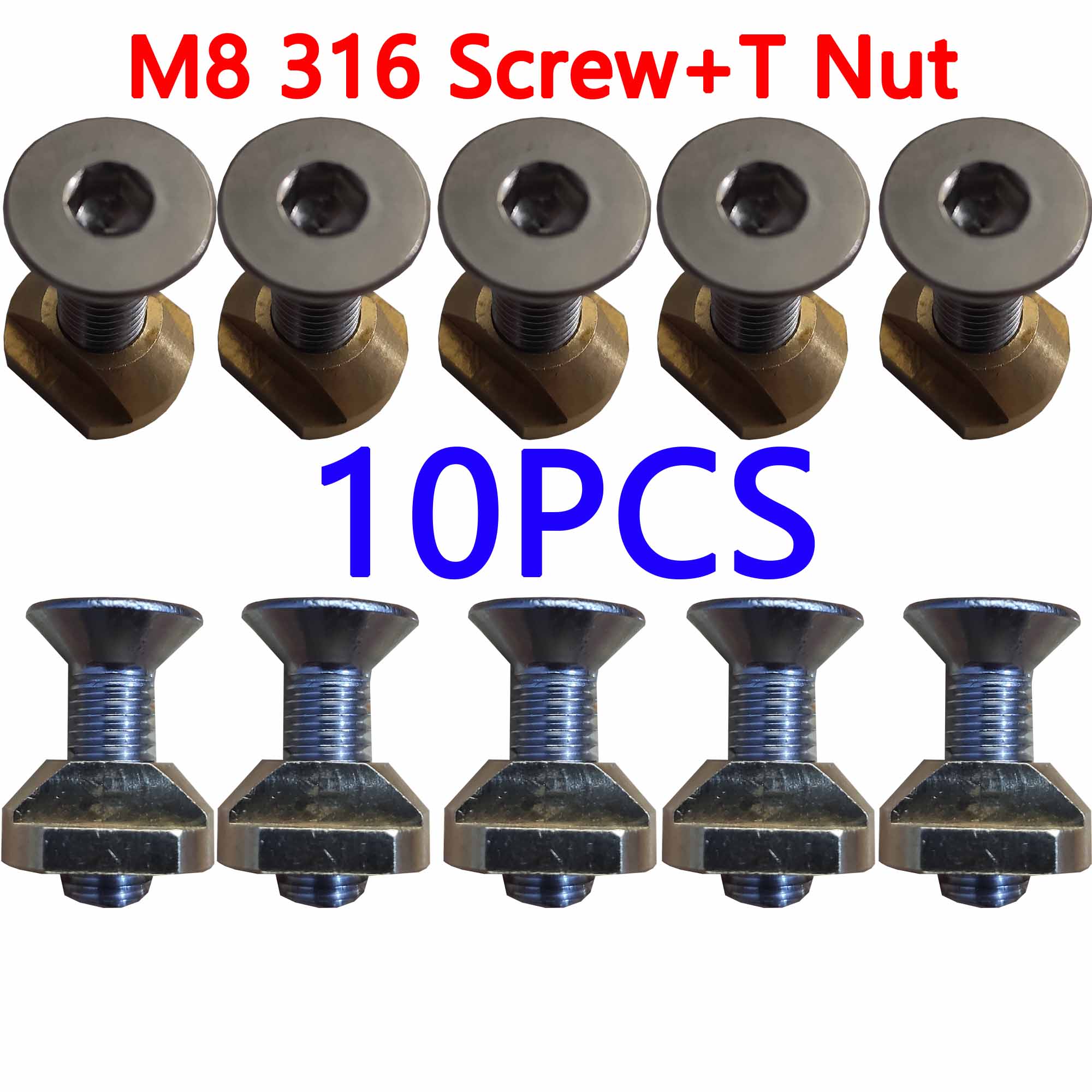 Draagvleugelboot Montage Inbussleutel Schroeven (25Mm En 30Mm) En M8 T-Moeren: M8 10pcs