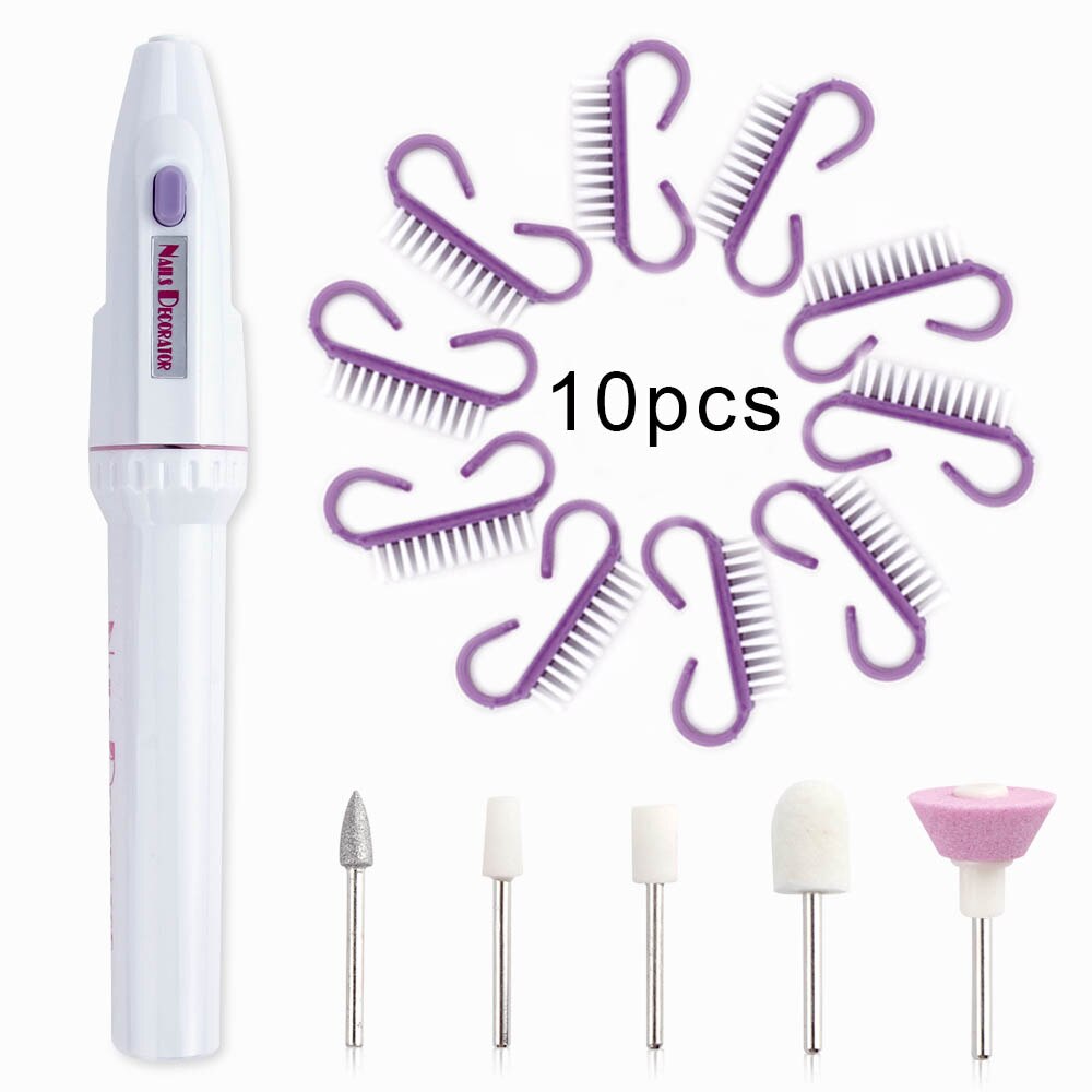 Elektrische Nail Boor Machine Draagbare Nagel Boren Manicure Pedicure Apparatuur Nail Borstel Stof Borstel Polijsten Gereedschap: set 5