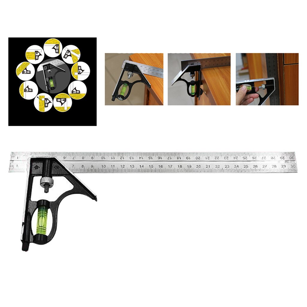 Combination Angle Ruler Measuring Square Ruler Angle Protractor Scriber