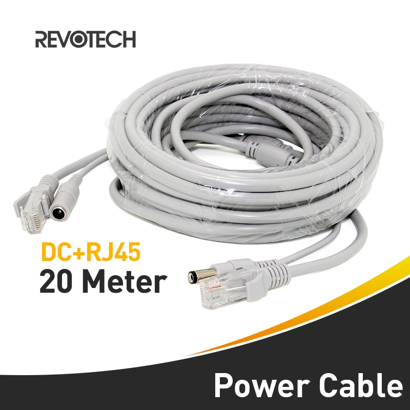 Ethernet Cable 20M Power CCTV DC+ RJ45 Network Lan Cable For NVR System IP Camera