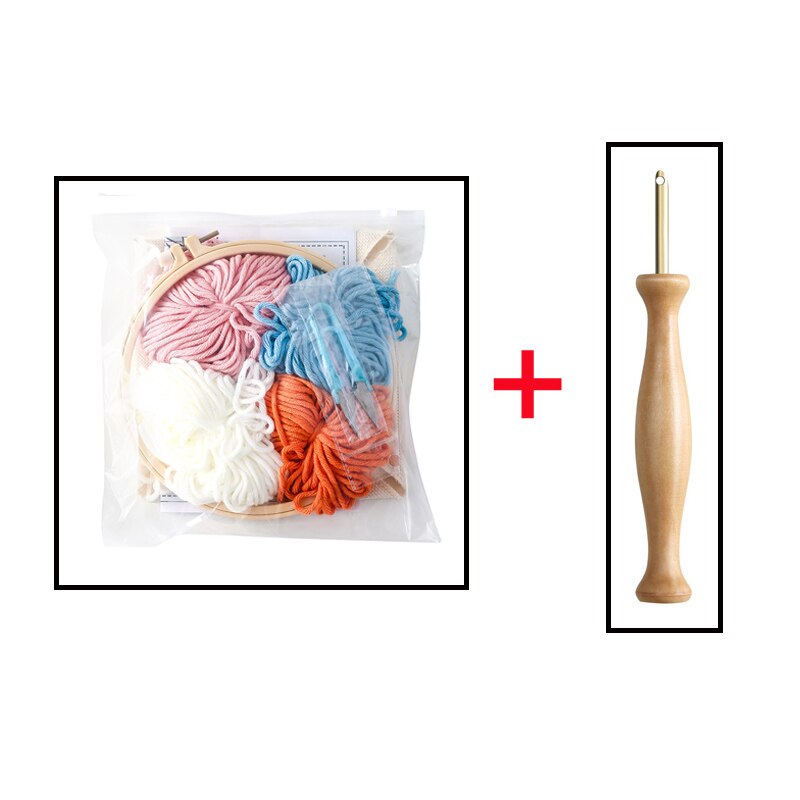 Easy Punch Needle Embroidery Kit with Hoop for Beginner Landscape Embroidery Needlework Wool Work Handmade Sewing Kit Craft: Punch needle kit