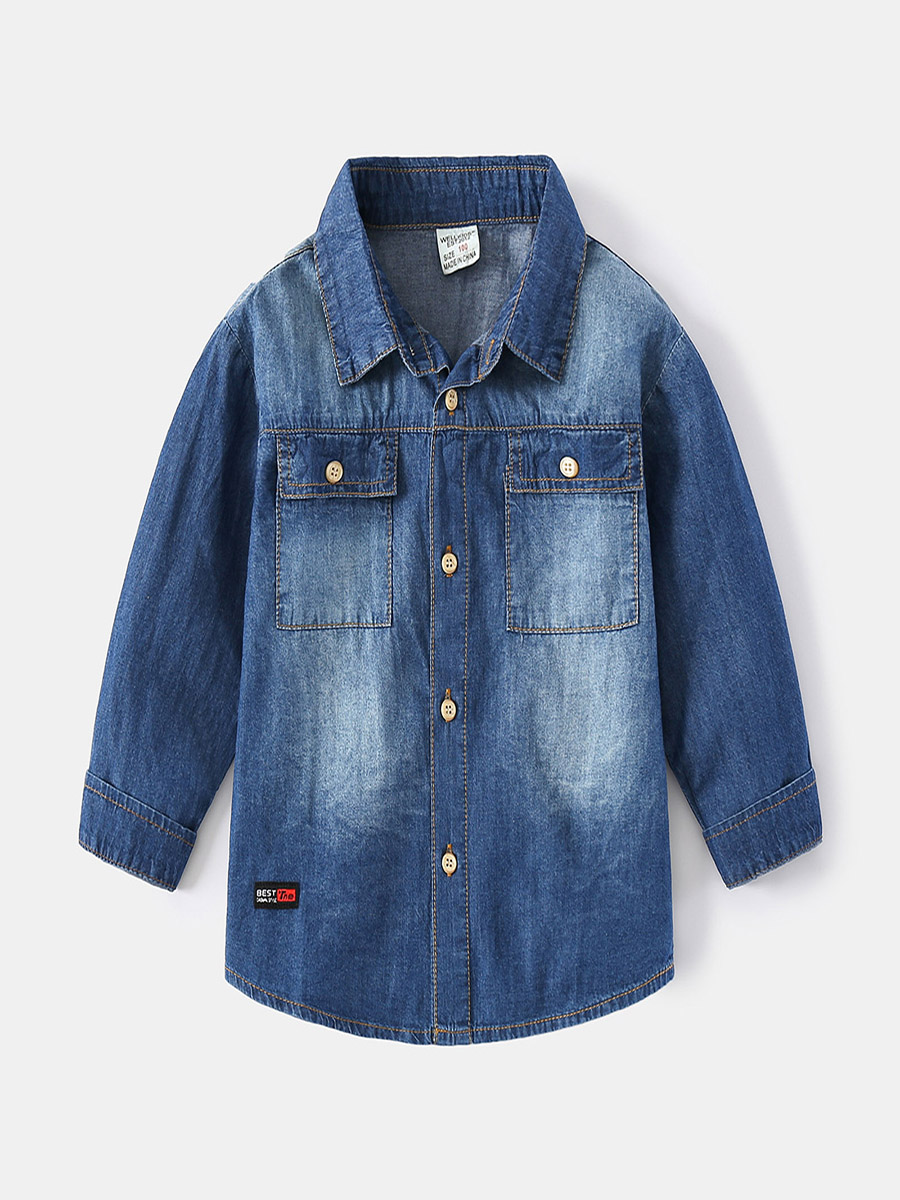 Kids Jongens Denim Jas Met Lange Mouwen Kraag Mode Jas Lente Herfst Jongens Jas Uitloper 2-8Y Kinderen Denim Kleding: 2-3Years old
