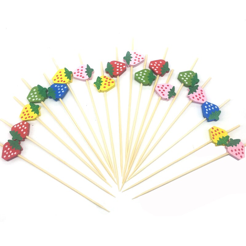 100 stk 12cm flamingo hjerte perle bambus plukke buffet cupcake frukt gaffel fest dessert salat pinne cocktail spyd til bryllup