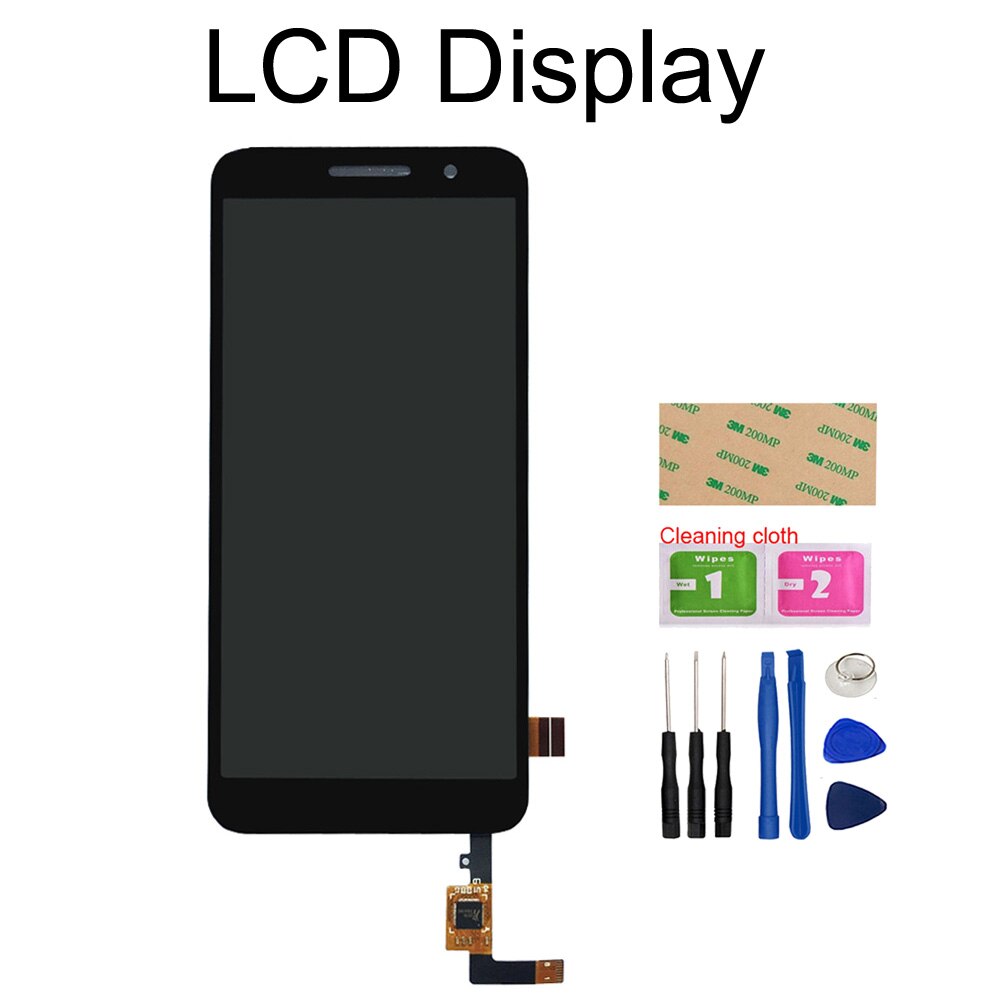 Lcd -skärm för alcatel 1 5033 5033a 5033j 5033x 5033d 5033t lcd -display pekskärm digitizer sensor panel telefon reparationsdelar: Svart lcd-skärm