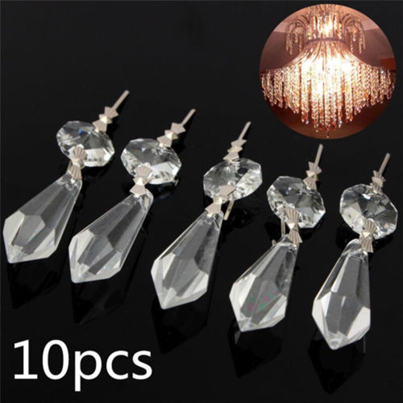 1pc 50mm glas prisme krystal lysekrone hængende vedhæng ahorn + ottekantede perler glas ornament krystal prisme hængende vedhæng: 10 stk 75mm