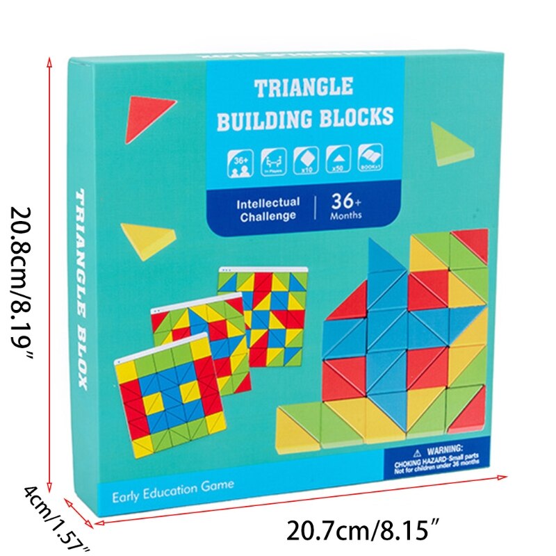 Houten 50 Blokken 10 Card Guide Set, Kinderen Creatief En Educatief Building XX9E