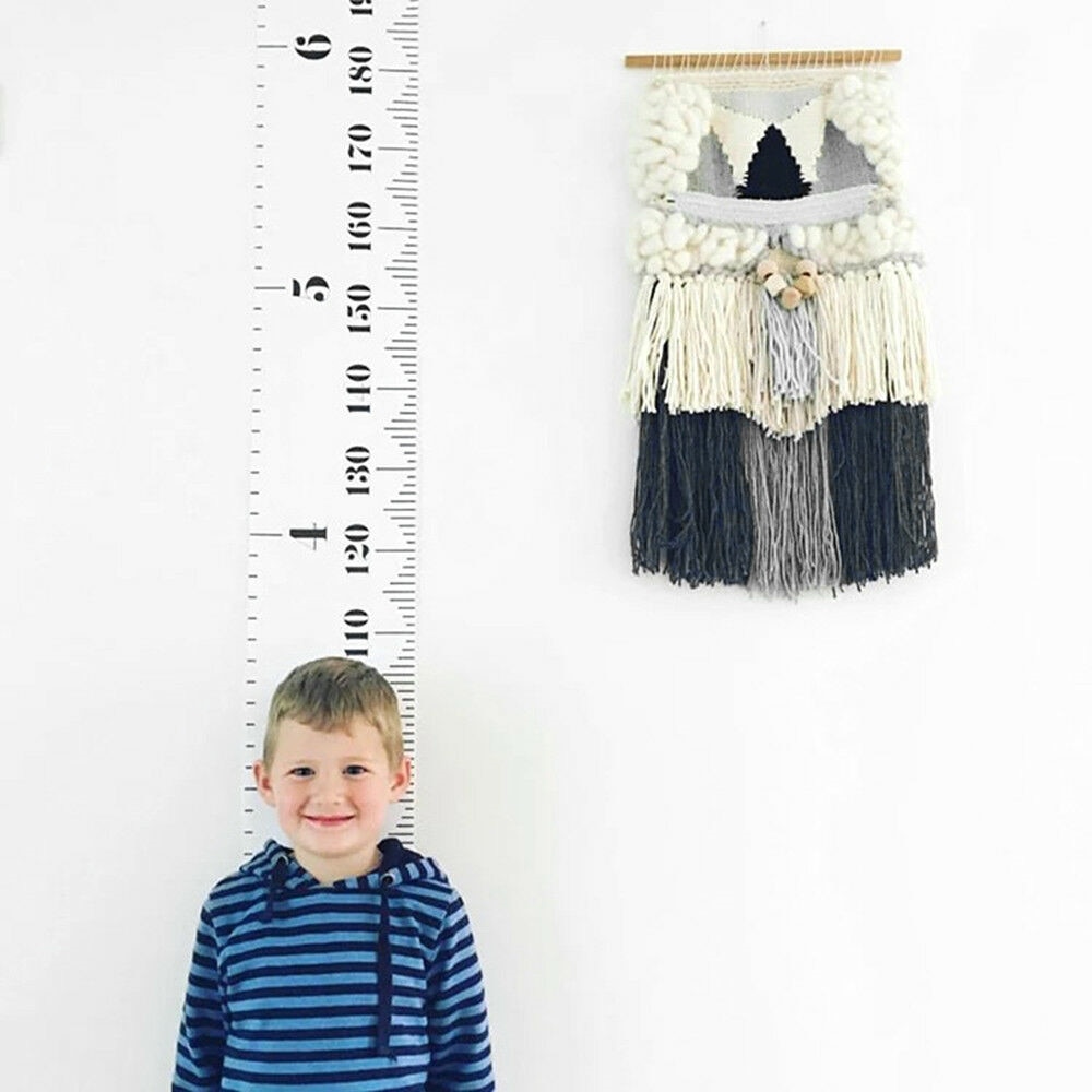 Barn tillväxtdiagram, träram tyg canvas höjdmätningslinjal från baby till vuxen för barnrumsdekoration 7.9 x 79in