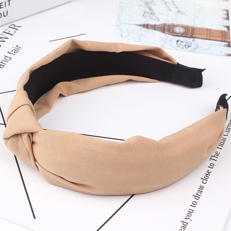 Women Girls Headdress Solid Cloth Headband Wrap Hair Hoop Bezel With Teeth Female Hair Accessories Hairband Headwear: Navy Blue