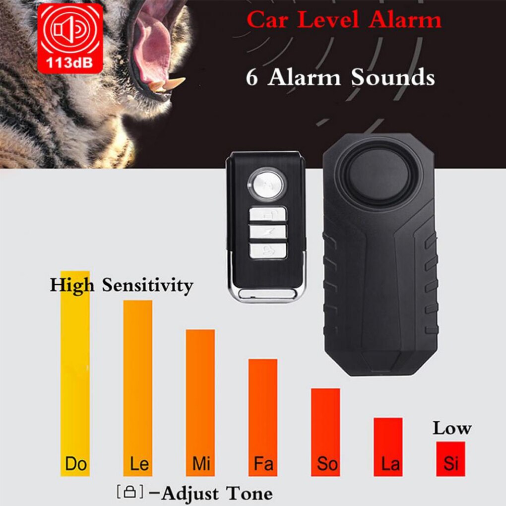 Bike Alarm Motorcycle Anti-lost Remote Control Alert IP55 Waterproof Bike Vibration Wireless Alarm