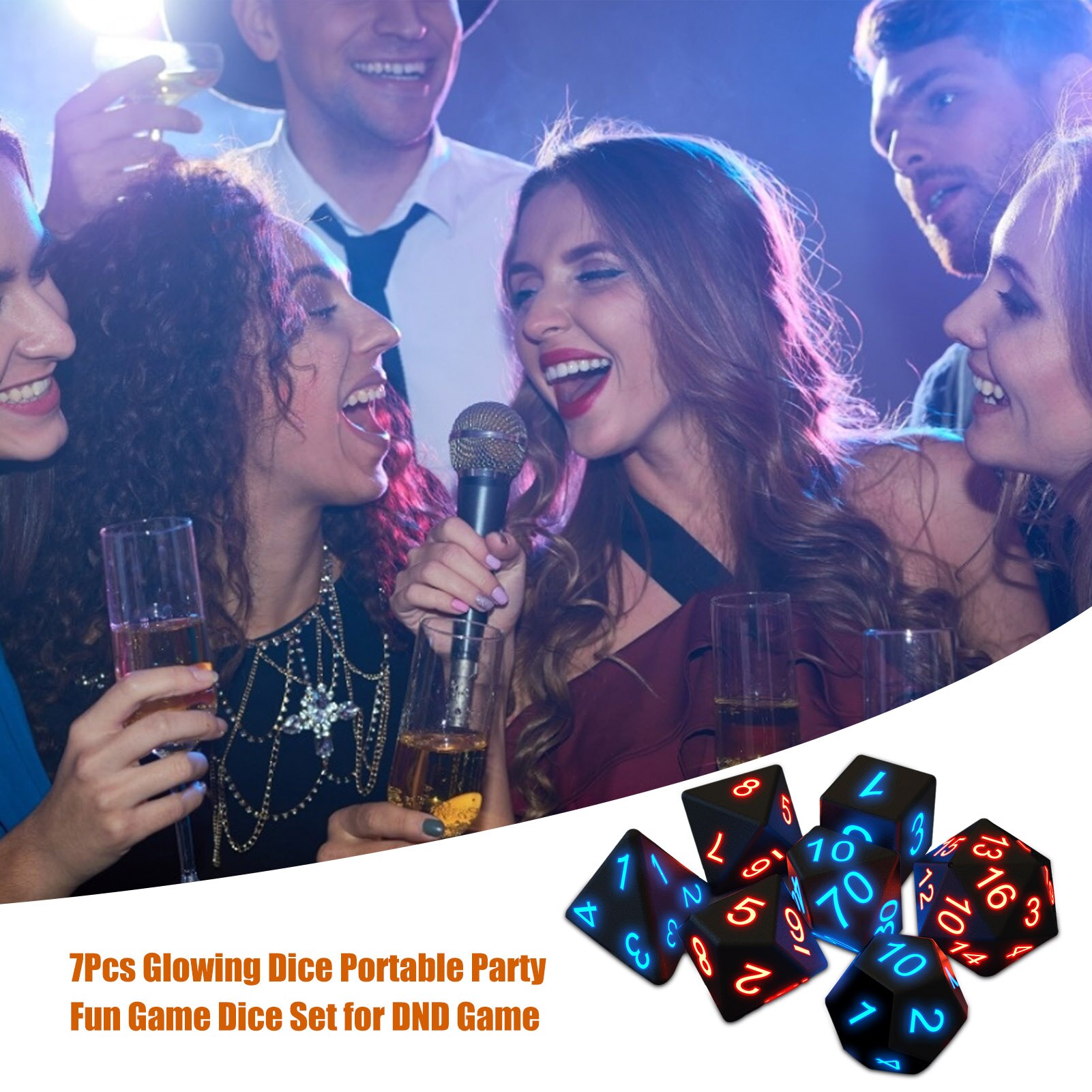 7 Stks/set Glowing Dice Set Verkleuring Dobbelstenen 7Pcs Kleurrijke Polyhedral Cubes Dobbelstenen Game Voor Bar Ktv Party