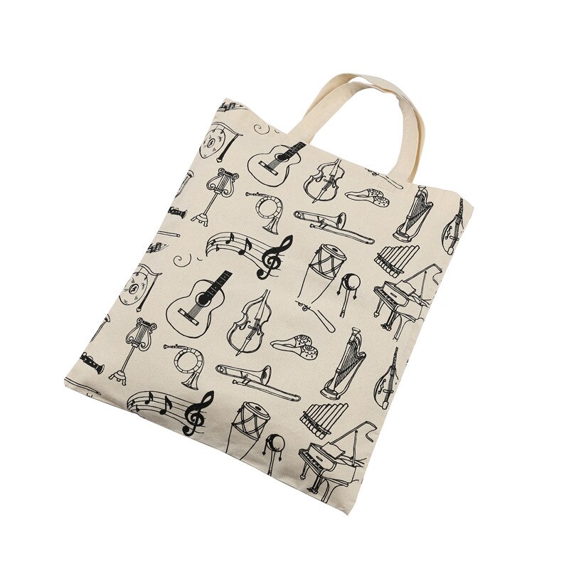 Musik Punktzahl Baumwolle Handtasche Musical Elemente Hinweis Tote Tasche Instrumente Zubehör