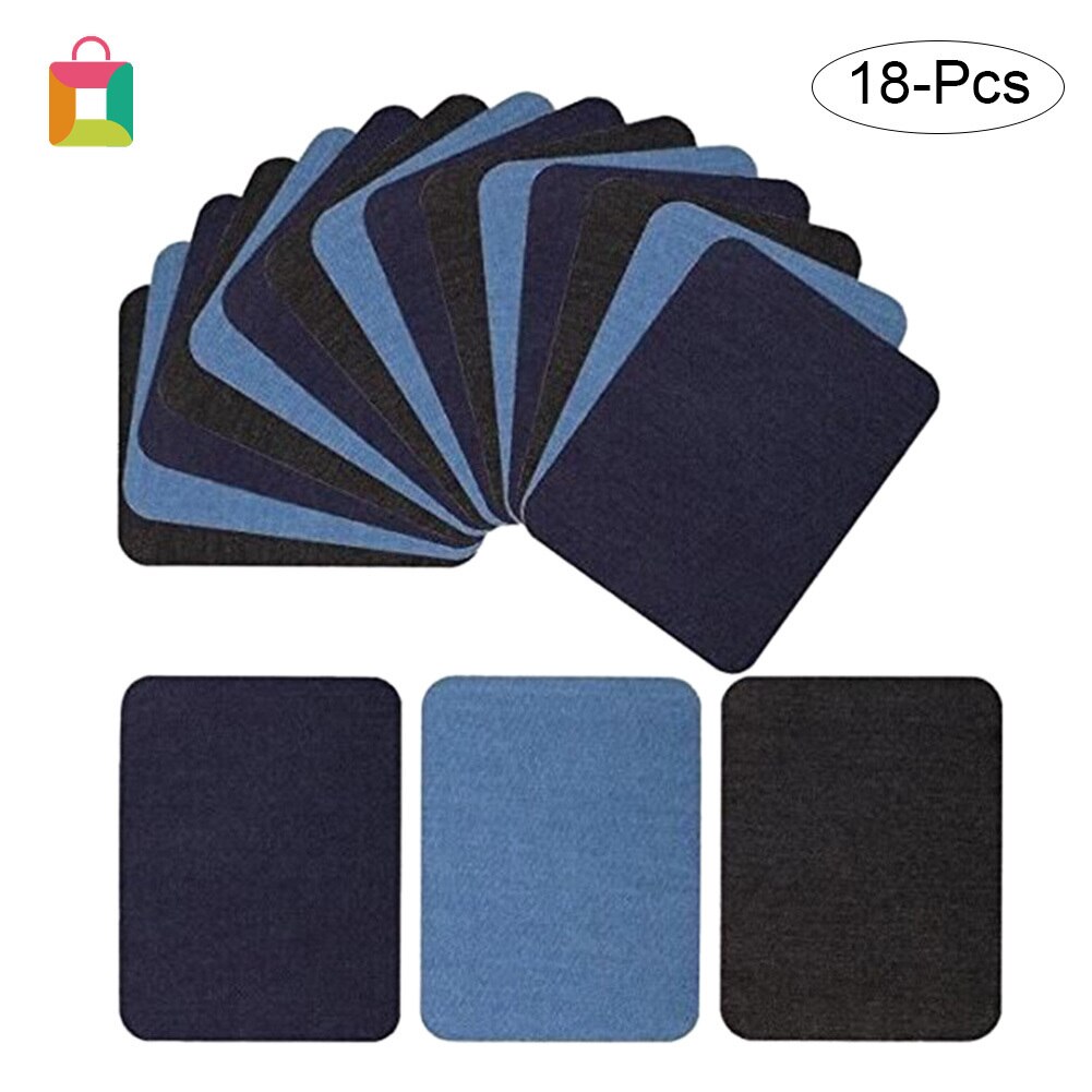 18 Pieces Denim Patches Jeans Iron-On Patches Clothes Repair Kit