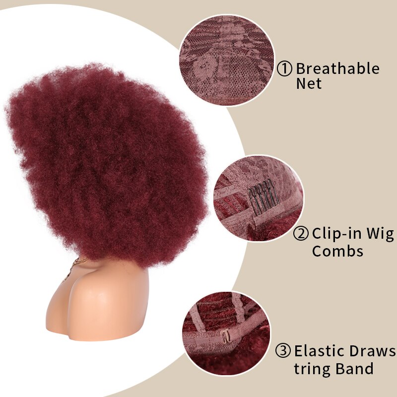 Kalyss 16 Inches Afro Kinky Curly Wigs for Black Women Short Large Bouncy Curly Wigs Soft Premium Synthetic Hair Wigs