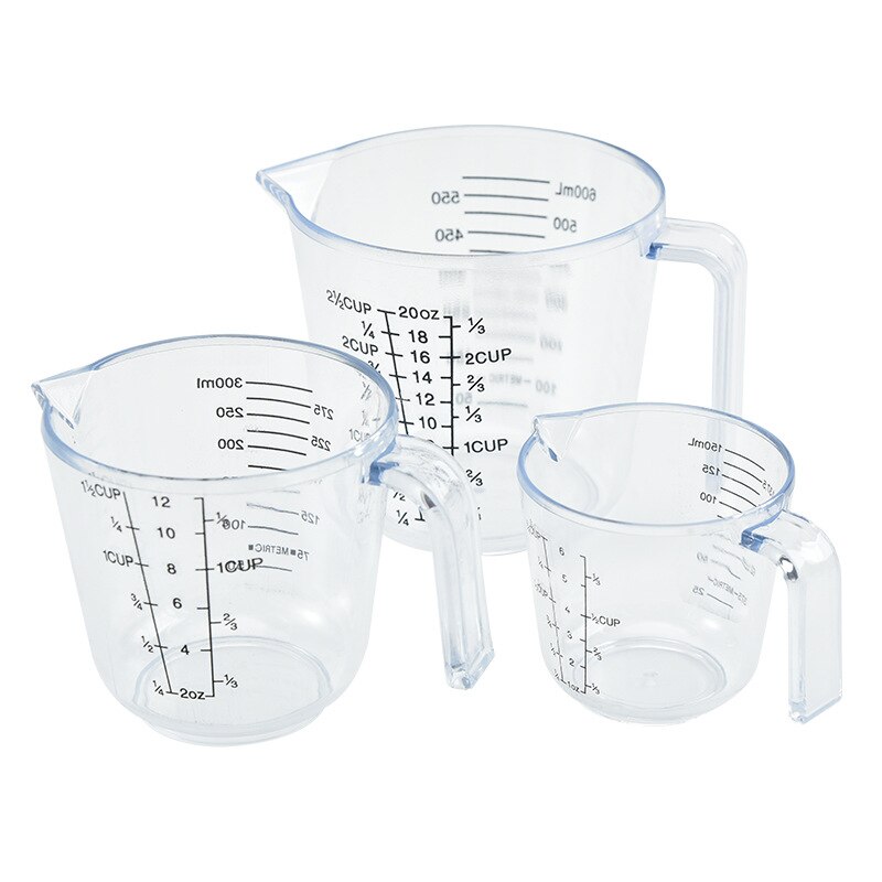 150/300/600/1000ml Measuring Cup Plastic Transparent Scale Display Cup Pour Spout Measuring Cup Kitchen Baking Tool Measurement