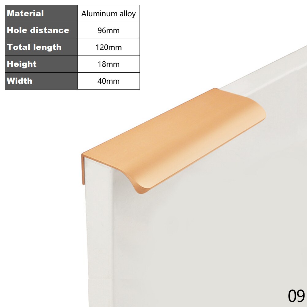 Goud Zwart Verborgen Kast Trekt Aluminium Keukenkastje Schuifladegrepen Knoppen Handvat Slaapkamer Hardware 8-40Cm: Gold-12cm