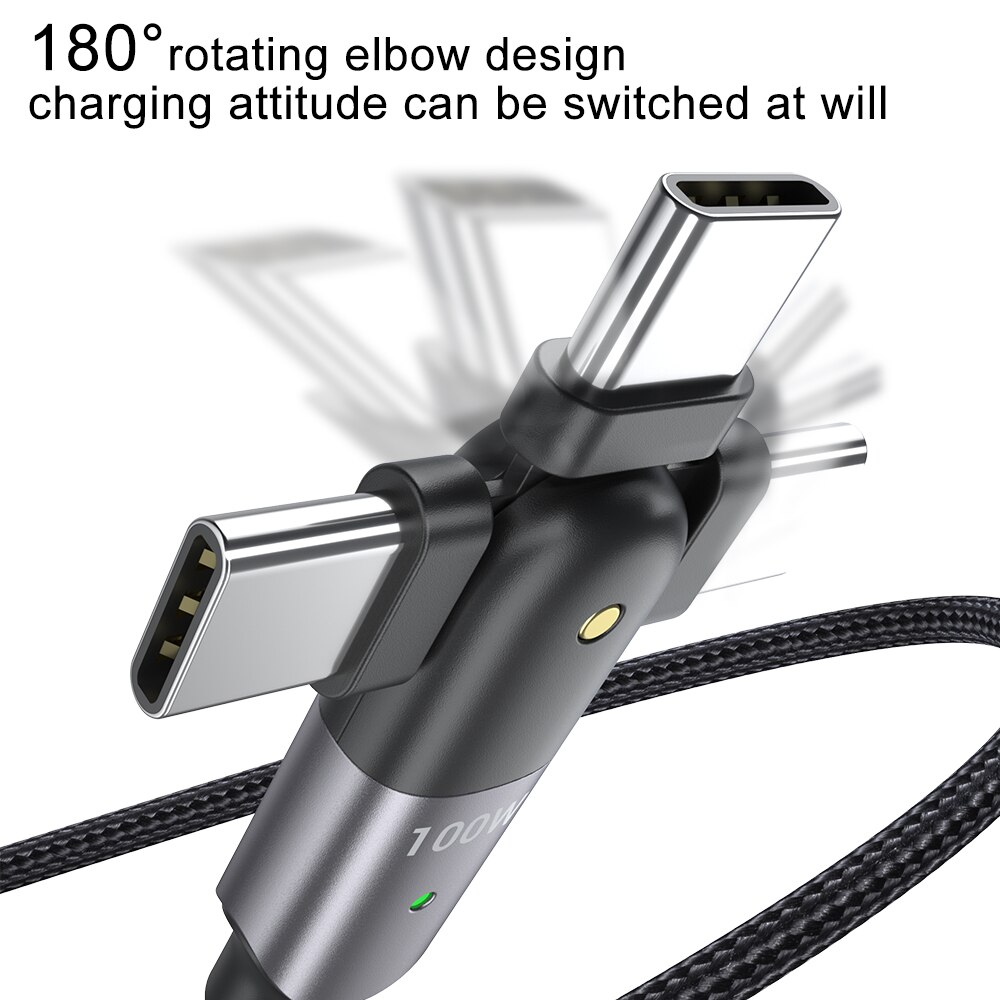 180 Rotatie 100W Usb C Naar Usb C Kabel Pd QC3.0 QC4.0 Snelle Charger Cord USB-C Type-C kabel Voor Macbook Pro Xiaomi Samsung Huawei