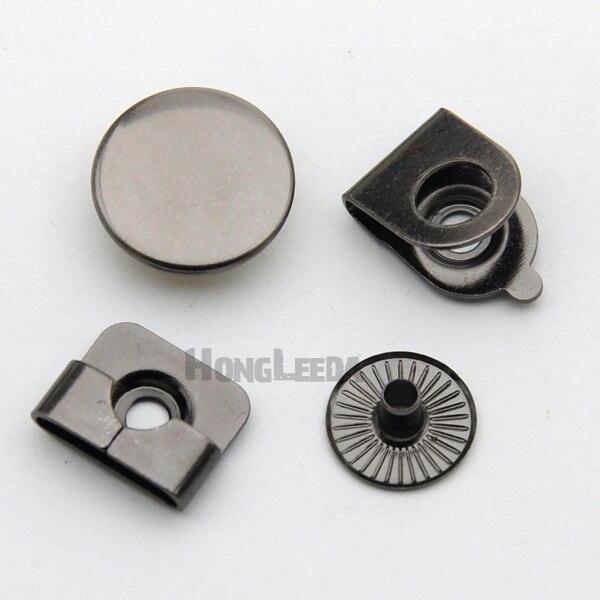 100 set/lot 15mm 4- delar metall mässing byxor byxor kjolar krokar för dam/kvinnor silver nickel, svart, brons he -030