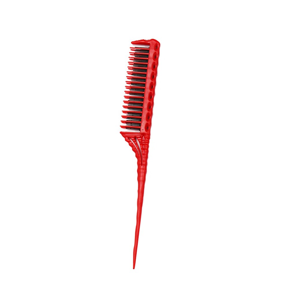 3-Row Teeth Teasing Comb Detangling Brush Rat Tail Comb Adding Volume Back Coming Hairdressing Combs: Red
