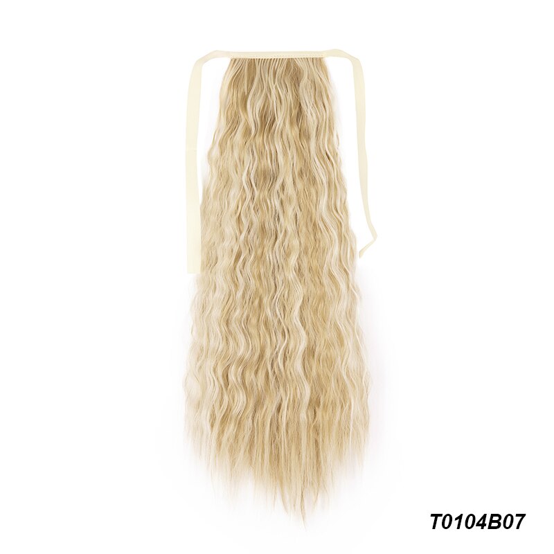 Extensiones de cola de caballo para mujer, coleta larga con ondas de maíz de 21 pulgadas, cinta sintética para atar, coleta: 1B/30HL