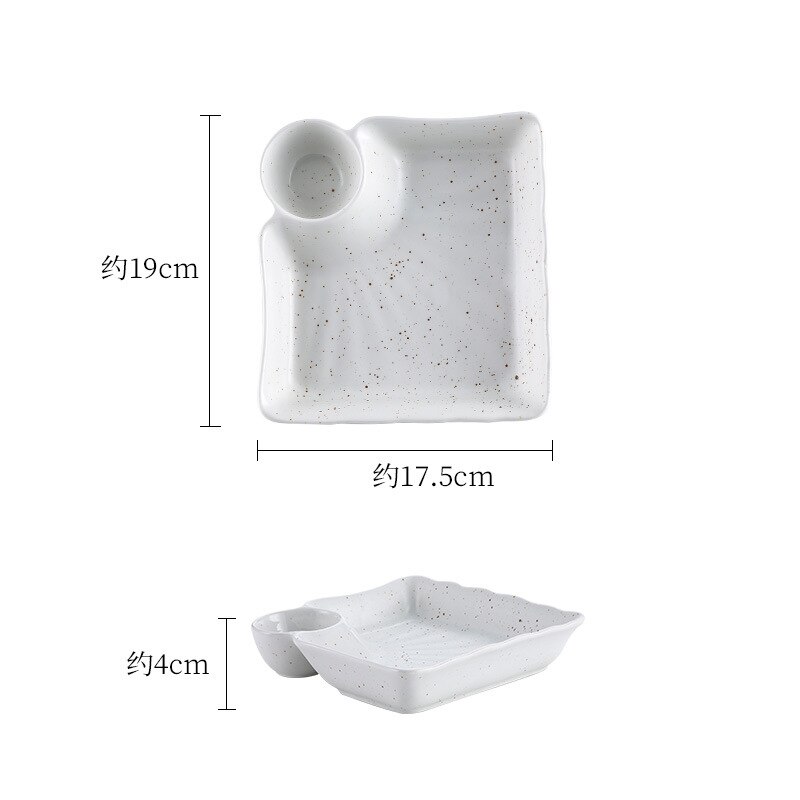 Plato para dumplings de cerámica, plato japonés con plato pequeño, plato occidental para desayuno, vajilla para restaurante y casa: Matte White