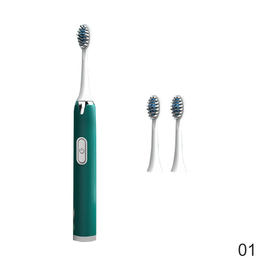 1 Set Adult Timer Brush No Rechargeable Tooth Brushes Replacement Heads Set Battery Operated Oral Hygien Teeth: green 3pcs head