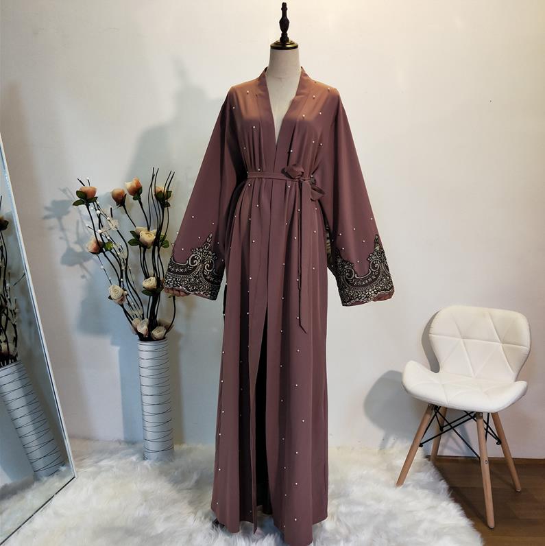 Caftan Robe Femme dubaï Abaya Kimono musulman Cardigan Hijab Robe Abayas pour les femmes Ramadan Caftan Marocain Qatar vêtements islamiques: Pink purple cardigan / XXL