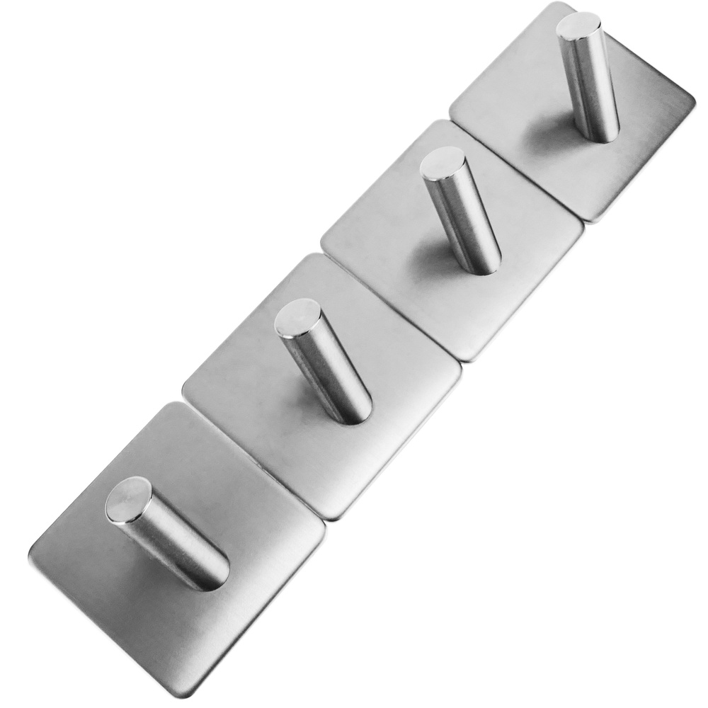 Primematik-Rvs Muur Kapstok. Kleerhanger En Handdoekenrek Met 1 Haak Geneigd 4-Pack