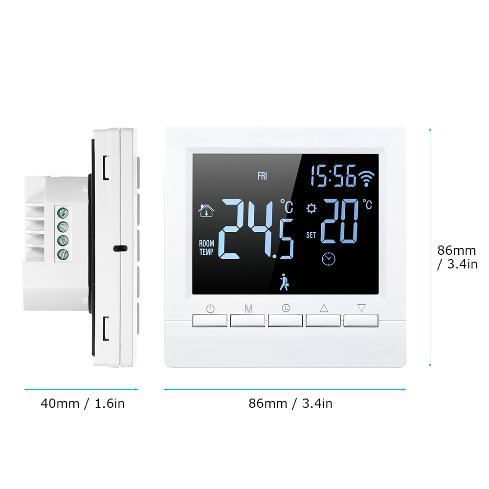 Wifi Thermostat Digital Temperature Controller Home Office APP Control Programmable Electric Floor Heating Smart Thermostat: Black / No Wi-Fi