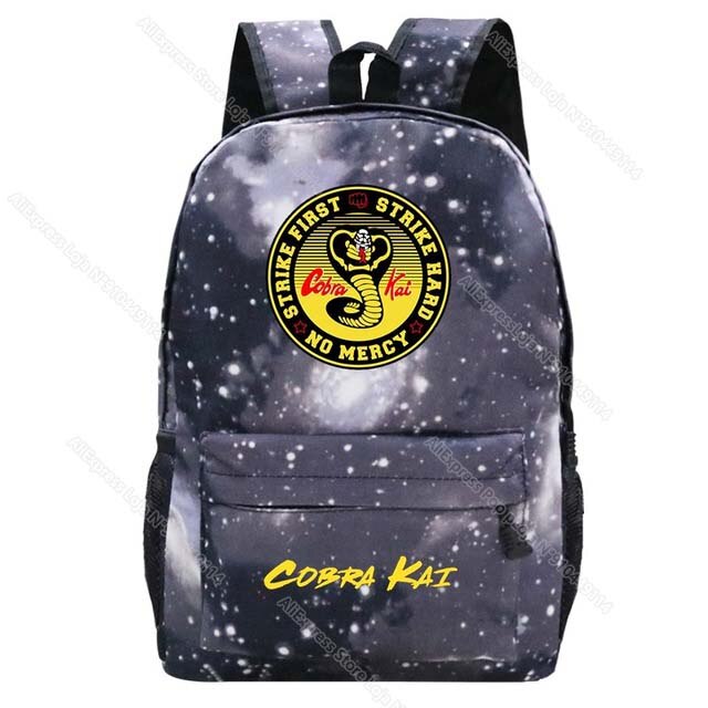 Mochila escolar de nailon con de Cobra Kai para niños y niñas, morral escolar con de Cobra Kai