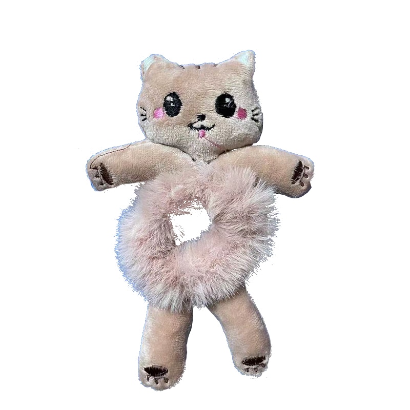 Panda kuer katt kanin plysj elastiske hårbånd søte pontail-bånd dame jente søt tegneserie hår scrunchies jul: Lavendel