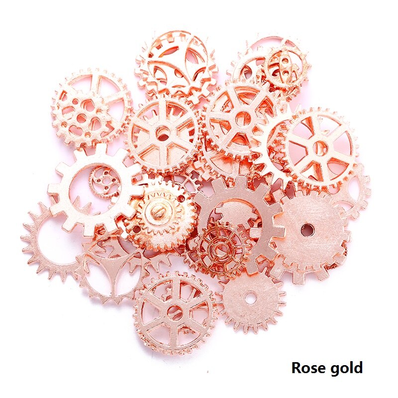 30 UDS-100 Uds 10 colores tamaño pequeño 8-15mm aleación de Zinc mezcla mecánica Steampunk engranajes y engranajes accesorios Diy: COLOR ORO ROSADO
