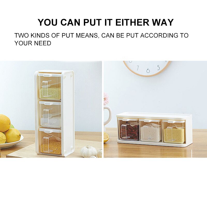 Caja de contenedor de especias para cocina, frascos, utensilios, almacenamiento de sellado, condimentos, organización de hierbas, accesorios, artículos