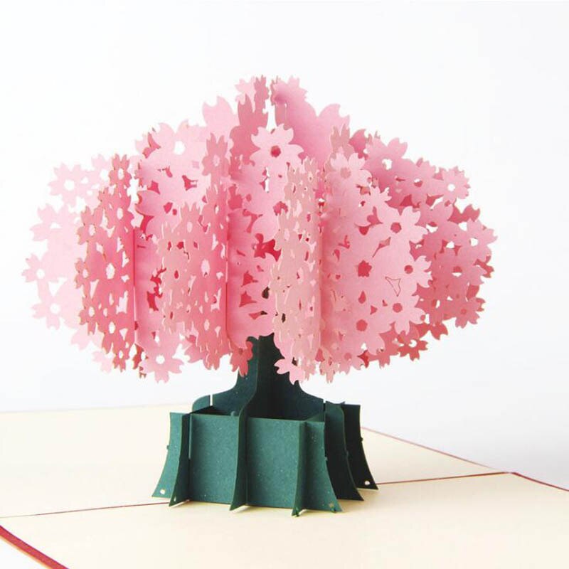 3D Wenskaart Papier Sculptuur Van Kersenbloesem Kids Kerst Decoratie Benodigdheden Uitnodigingskaart