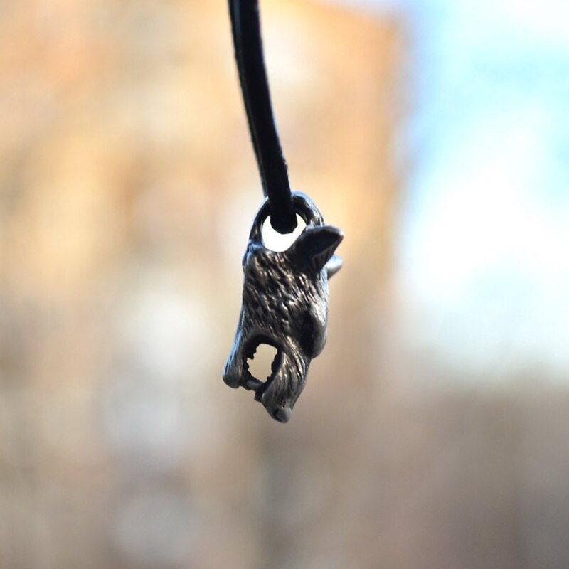 EYHIMD Antike Wikinger Wolf Kopf Anhänger Halskette Jahrgang Ebene Mens Schmuck Geburtstag