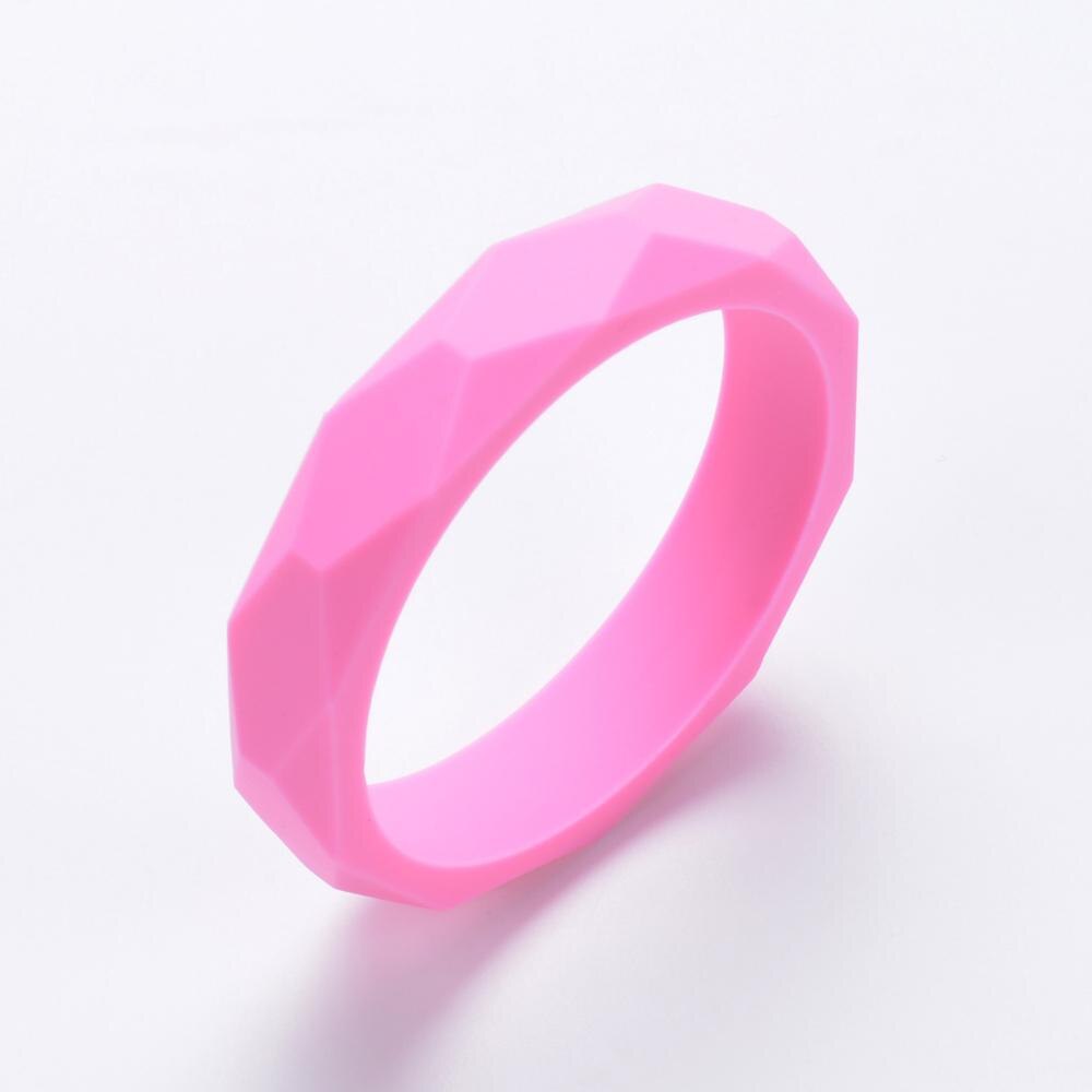 Lofca 1pc tandningsarmband silikon babyarmband bitring armband aldut storlek tuggleksak silikonpärlor amningssmycken: Rosa