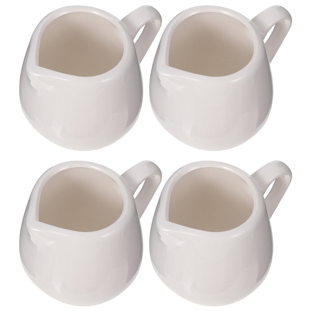 4 Pcs Ceramic Creamer Jugs Sauce Storage Container Sauce Cups with Handle
