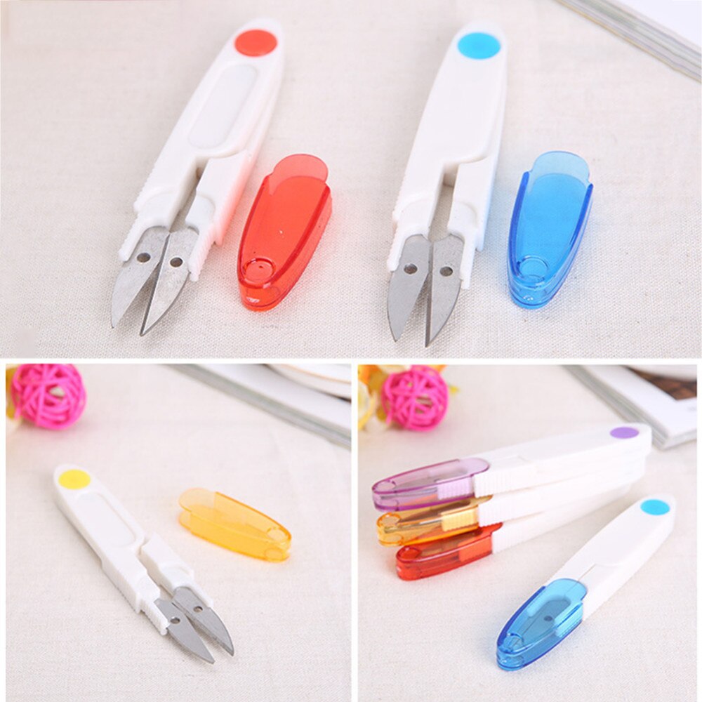 Stainless Steel Cross Stitch Scissors With Cover Snip Thread Cutter Home Garden Arts Crafts U Type Scissors Sewing Tools