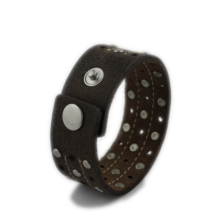 Pulsera ancha de cuero PU Punk Rock para hombre y mujer, brazalete con hebilla ajustable, joyería de ,