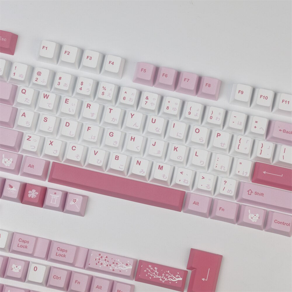 GMK-Teclado mecánico Sakura Cat, 140 teclas, Cherry PBT, DYE- Sublimation, con barra espacial 1.25U, 1.75U, 2U, Shift 7U