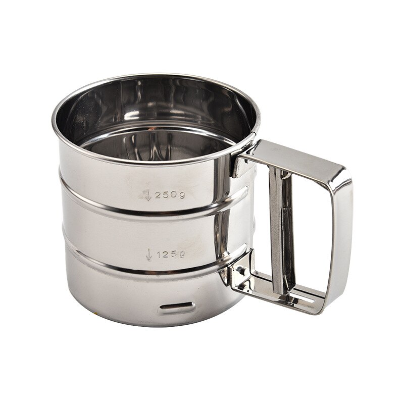 Stainless steel flour sifter Hand crank elastic stainless steel flour sieve Hand-held cup type stainless steel flour sifter